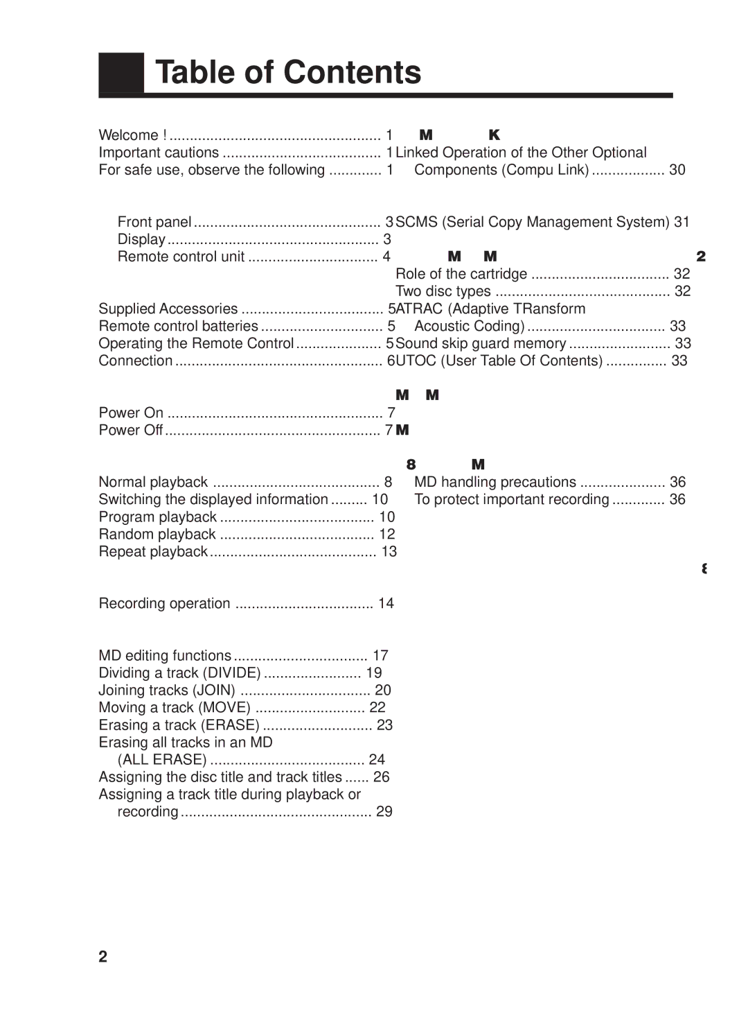 JVC XM-228BK manual Table of Contents 