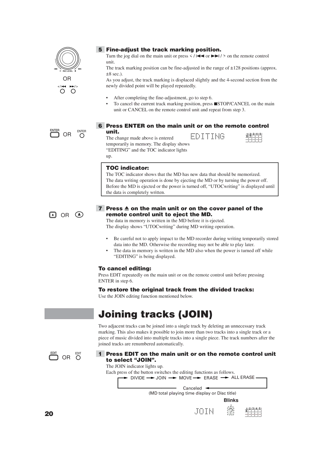 JVC XM-448BK manual Joining tracks Join 