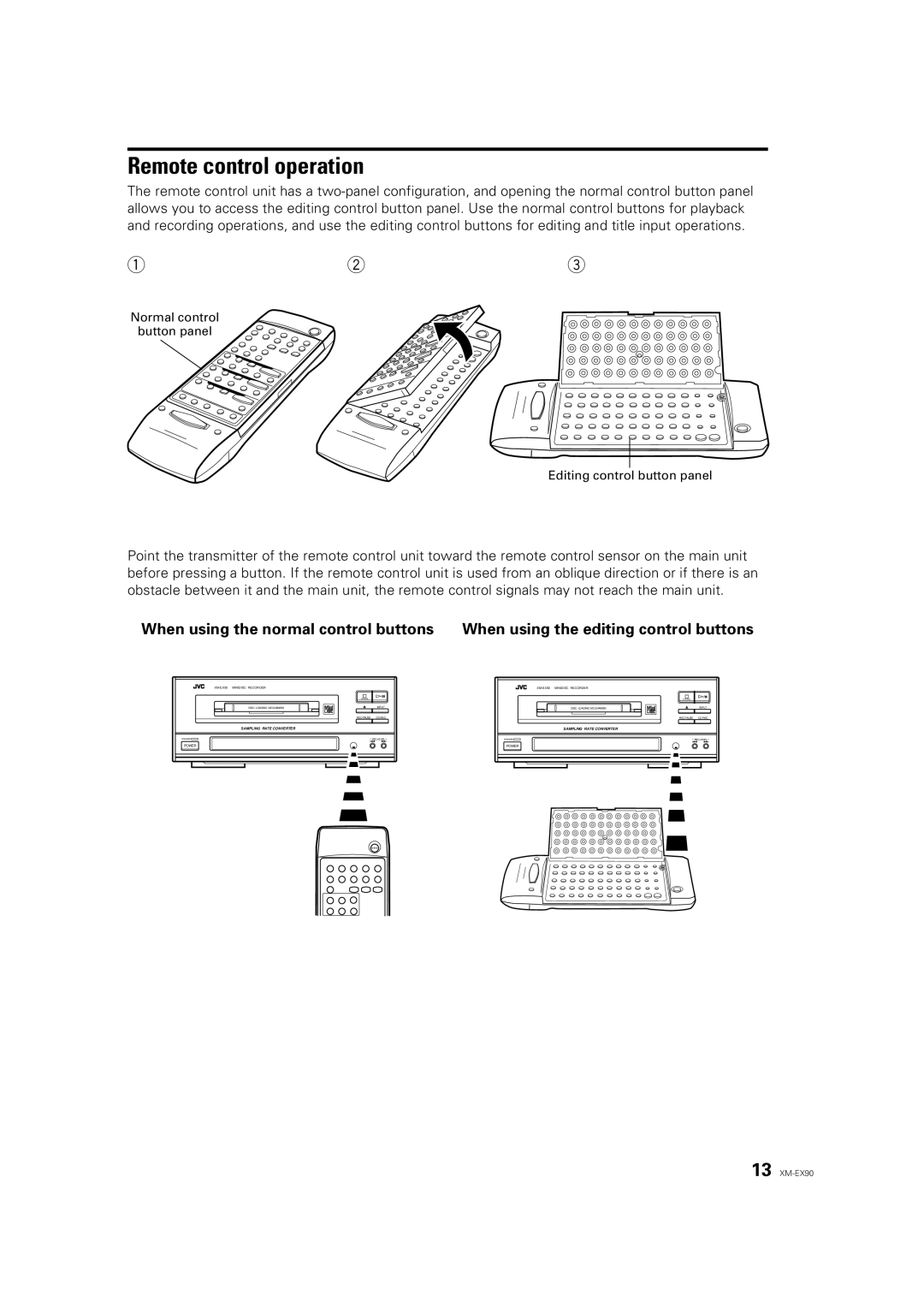 JVC XM-EX90 manual Remote control operation 