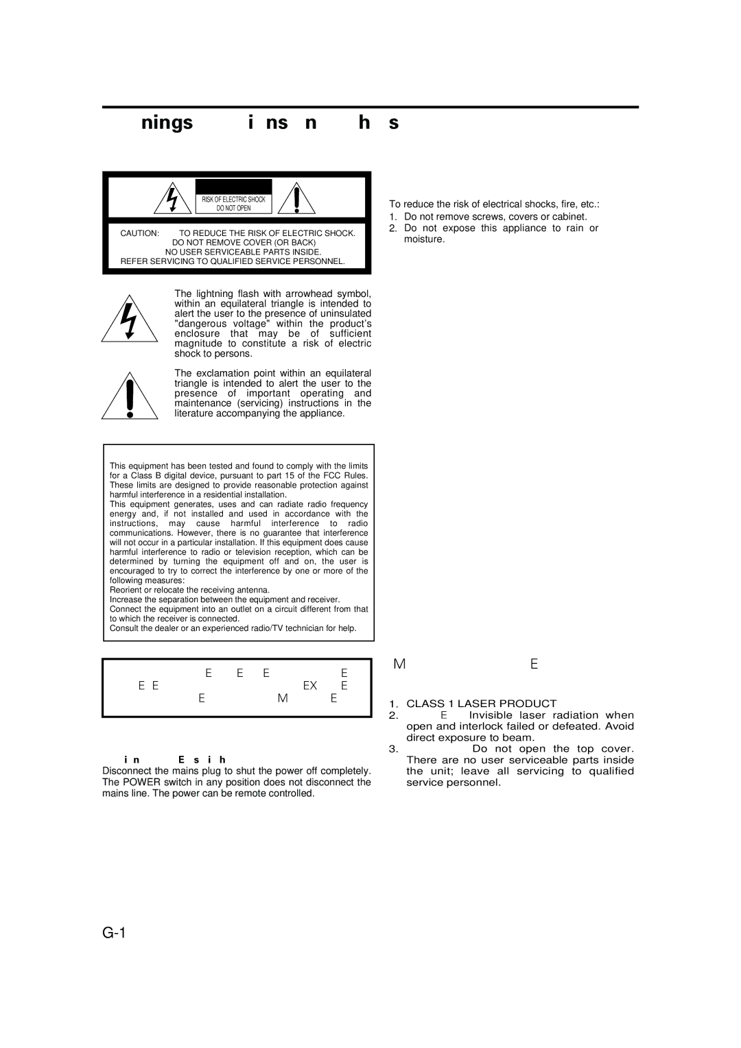 JVC XM-EX90 manual Important for Laser Products 