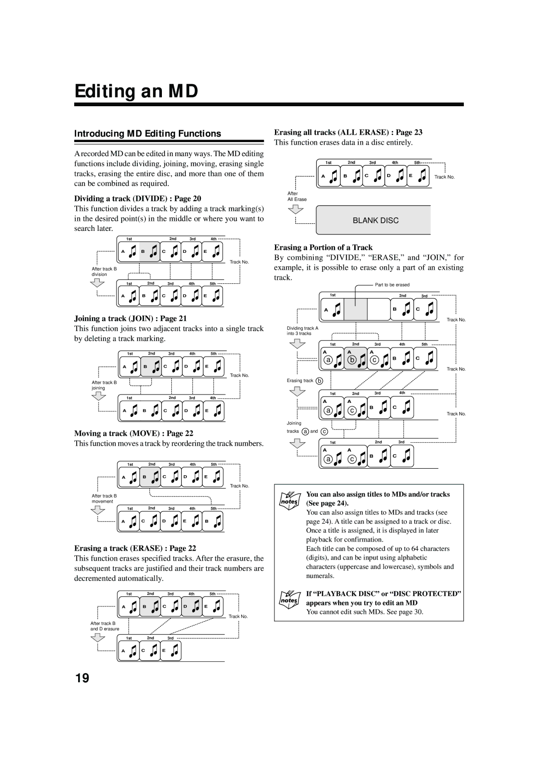 JVC XM-G6 manual Editing an MD, Introducing MD Editing Functions 