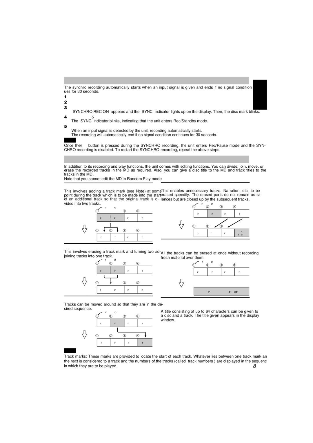 JVC XM-R70SL/BK manual Synchro Recording Synchro, Editing the MD Using the Unit 