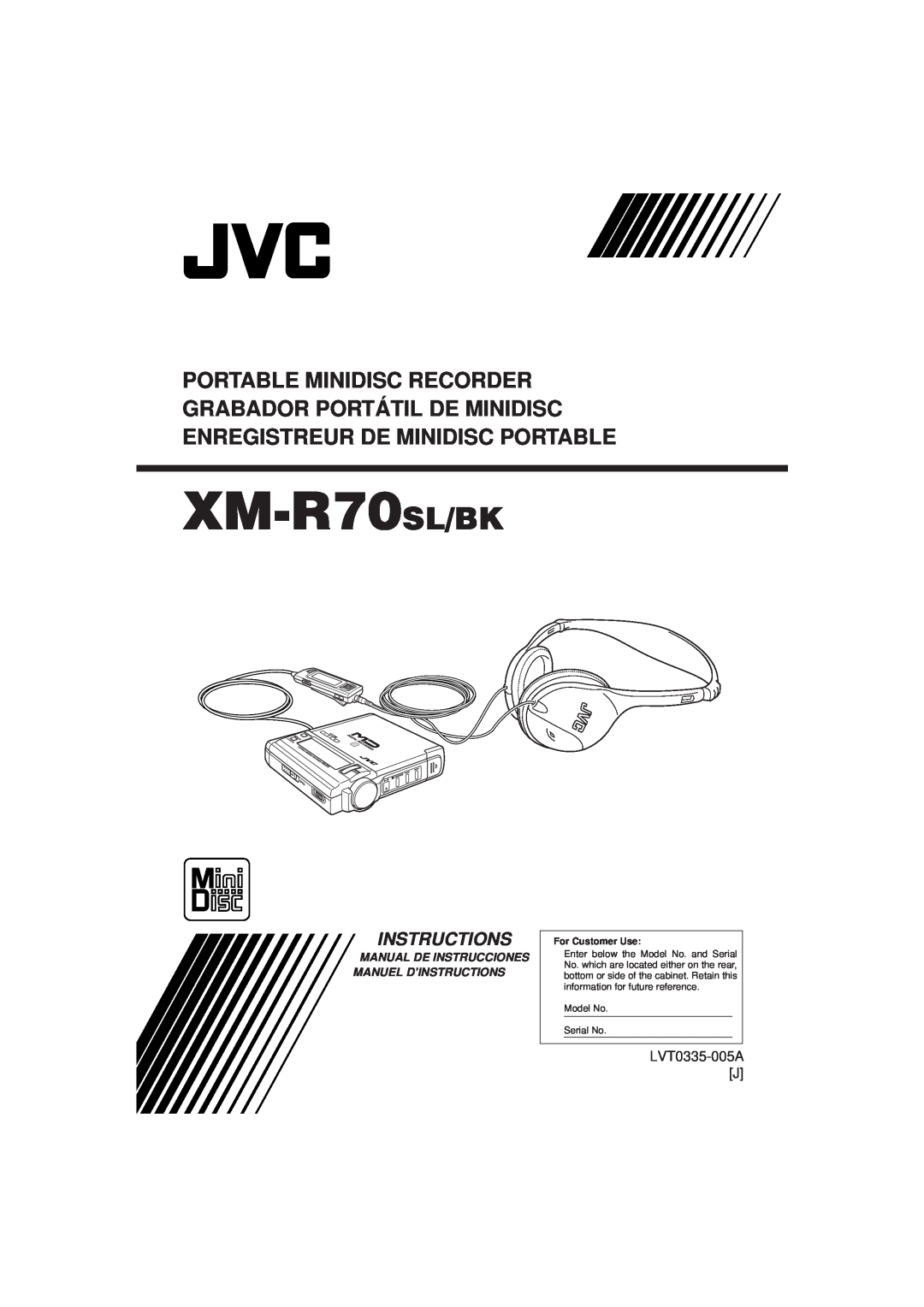 JVC XM-R70SL/BK manual LVT0335-005AJ, Manual De Instrucciones Manuel D’Instructions, Model No Serial No 