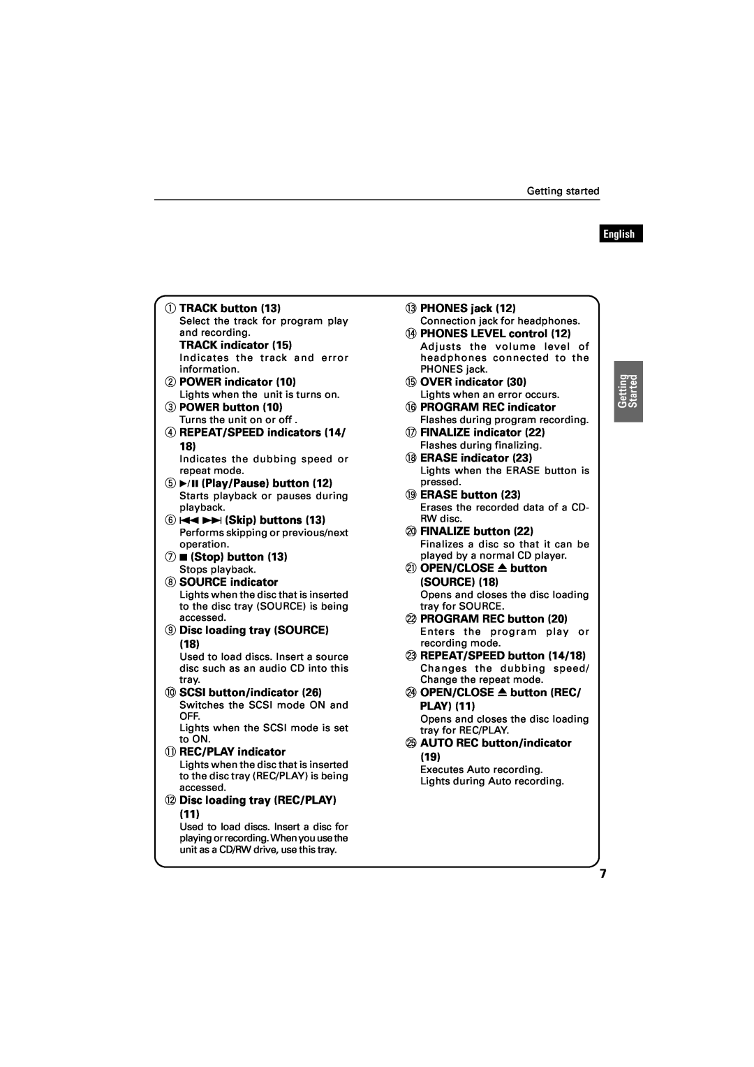 JVC XR-D400SL manual 1TRACK button, English 