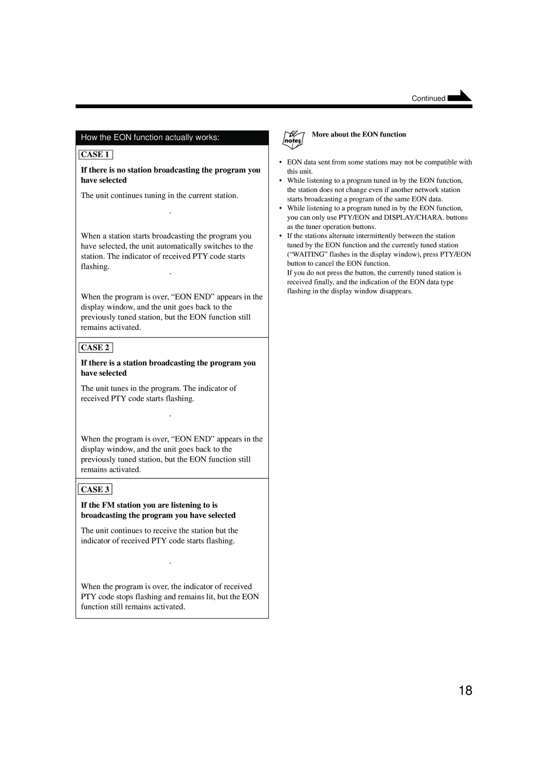 JVC UX-G6R, XT-UXG6R, SP-UXG6, AX-UXG6, TD-UXG6 manual How the EON function actually works, More about the EON function 