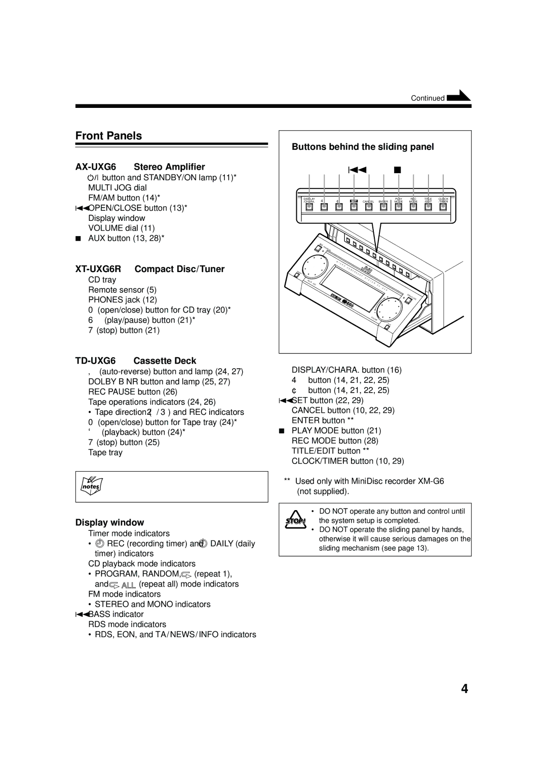 JVC SP-UXG6, XT-UXG6R, UX-G6R, AX-UXG6, TD-UXG6 manual Stereo Amplifier, Compact Disc/Tuner 