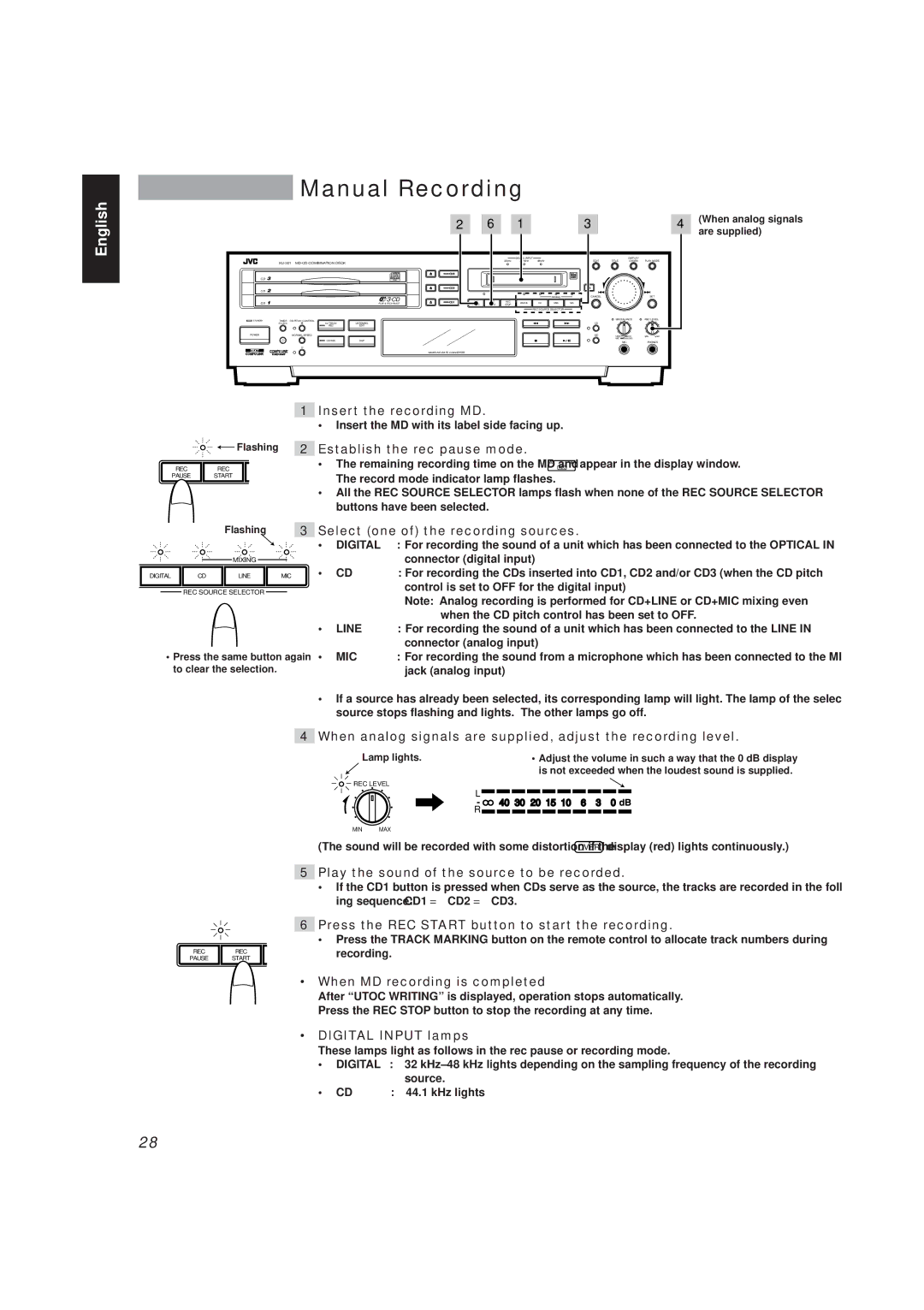 JVC XU-301 manual Manual Recording 