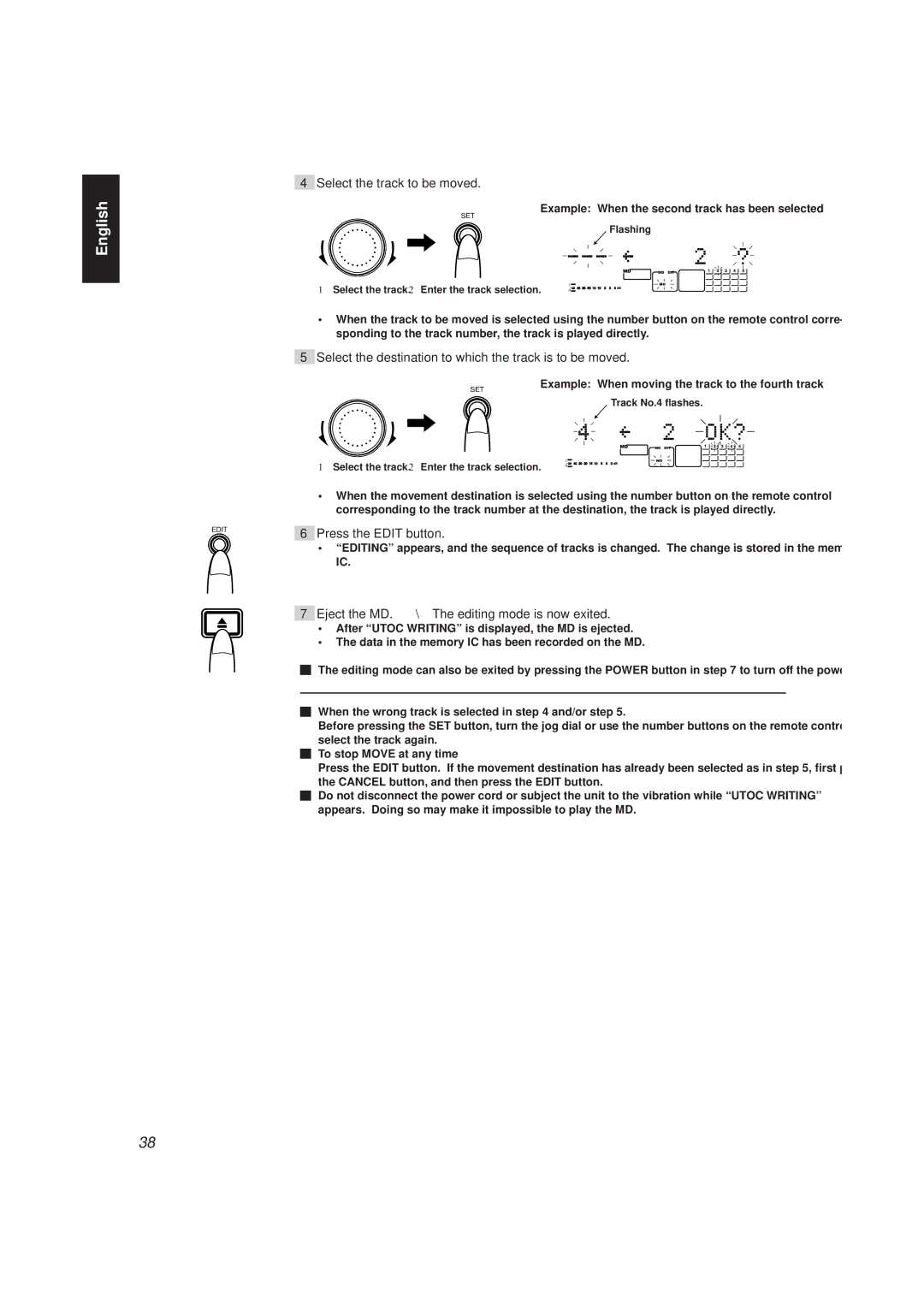 JVC XU-301 manual Select the track to be moved, Select the destination to which the track is to be moved 