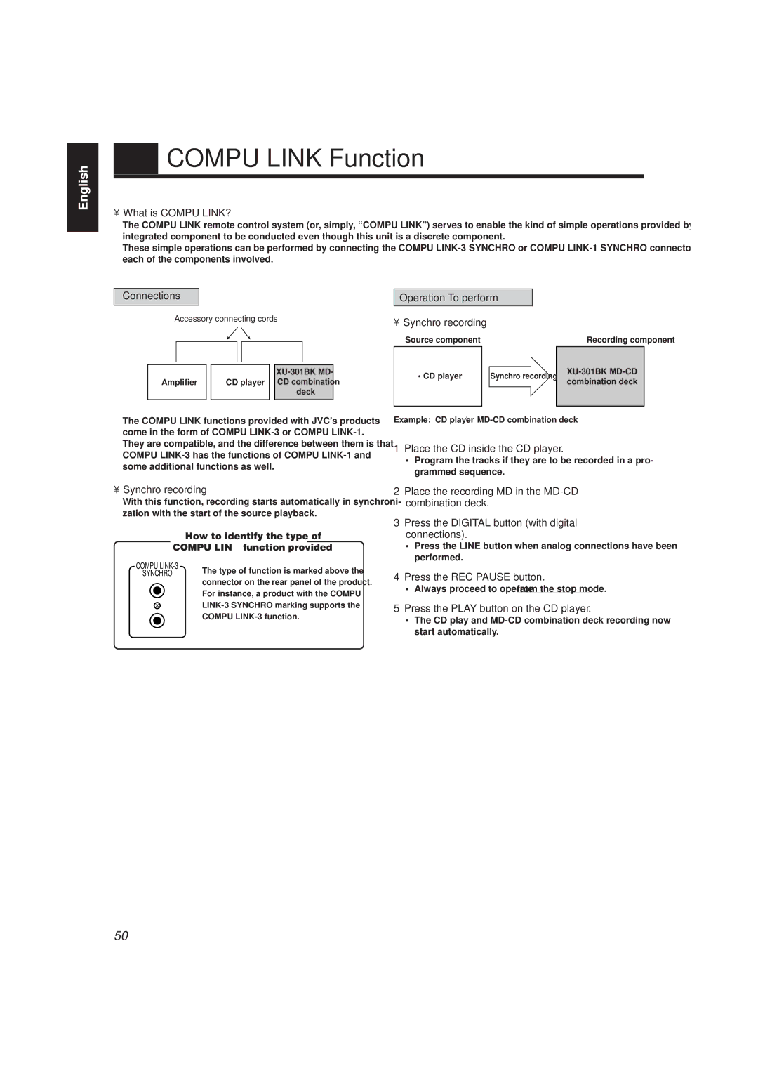 JVC XU-301 manual Compu Link Function 