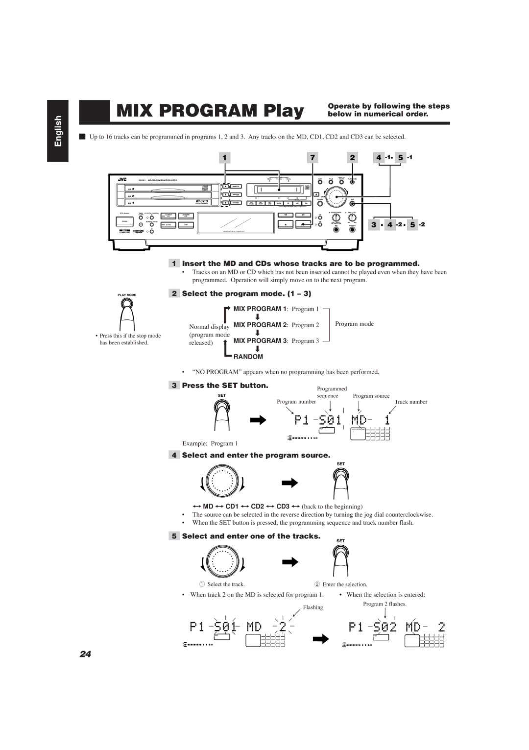 JVC XU-301BK manual MIX Program Play 