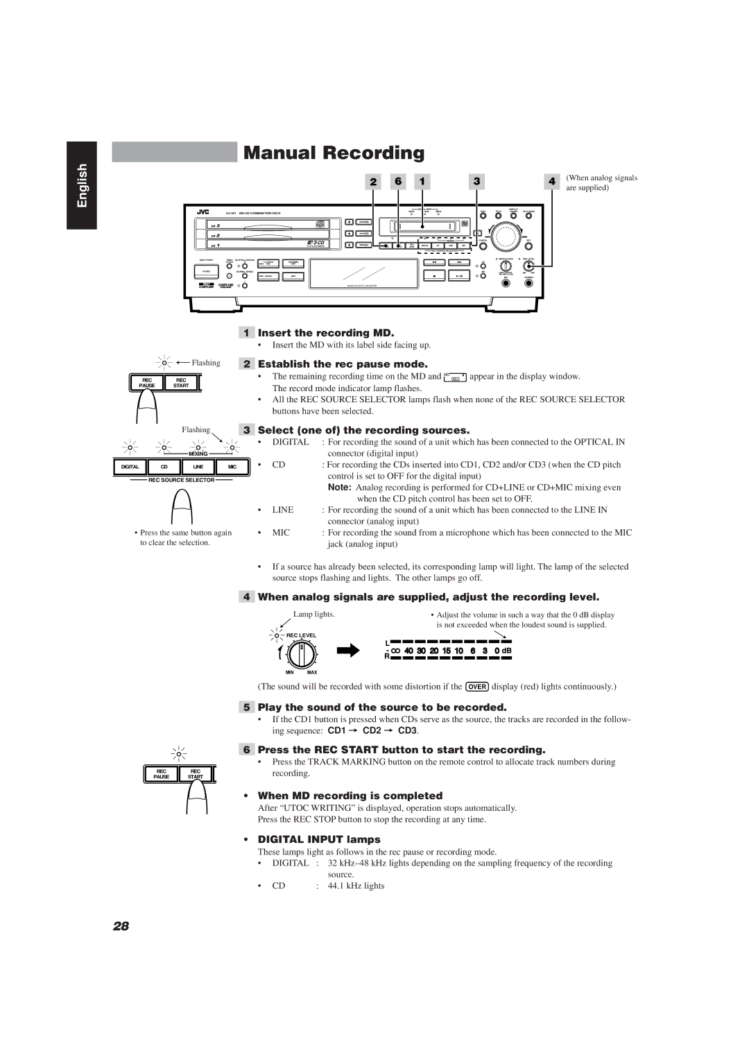 JVC XU-301BK manual Manual Recording 