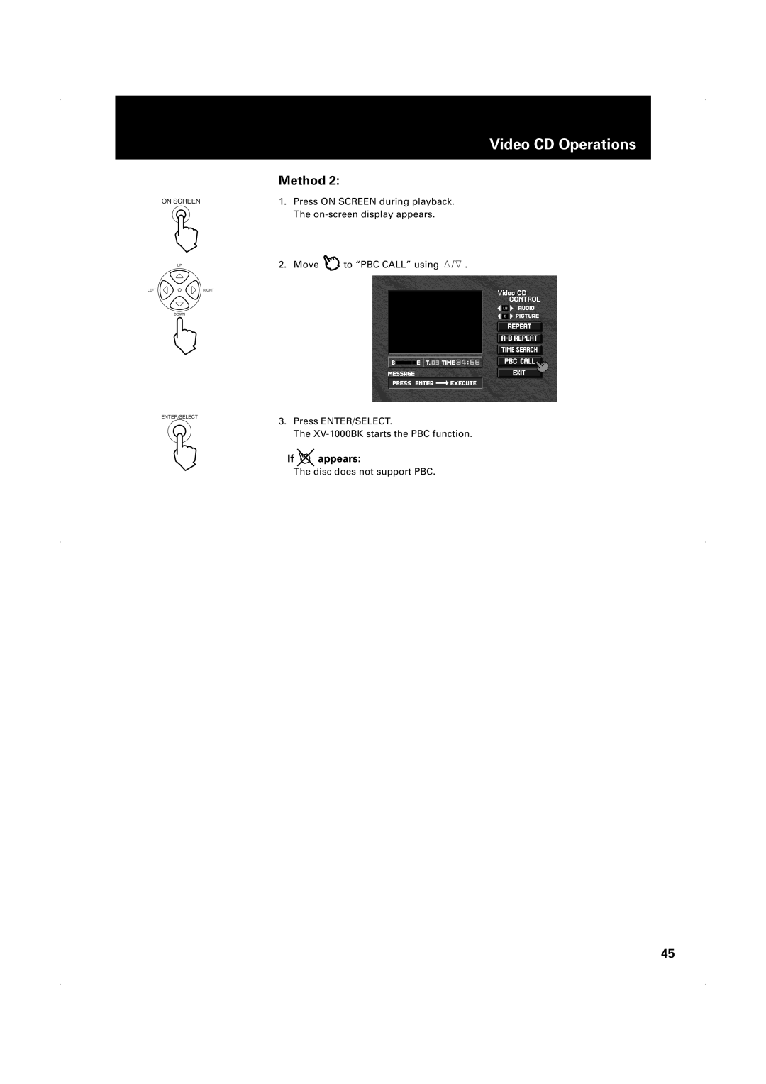 JVC XV-1000BK manual If appears 