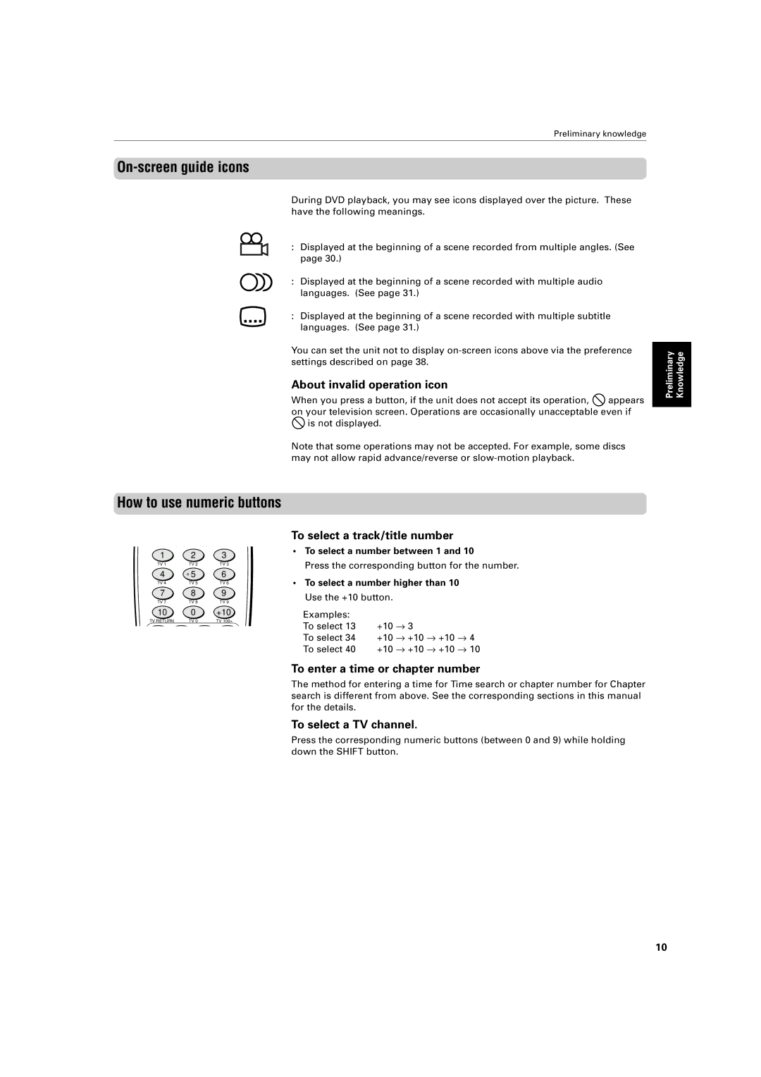 JVC XV-421BK manual On-screen guide icons, How to use numeric buttons 