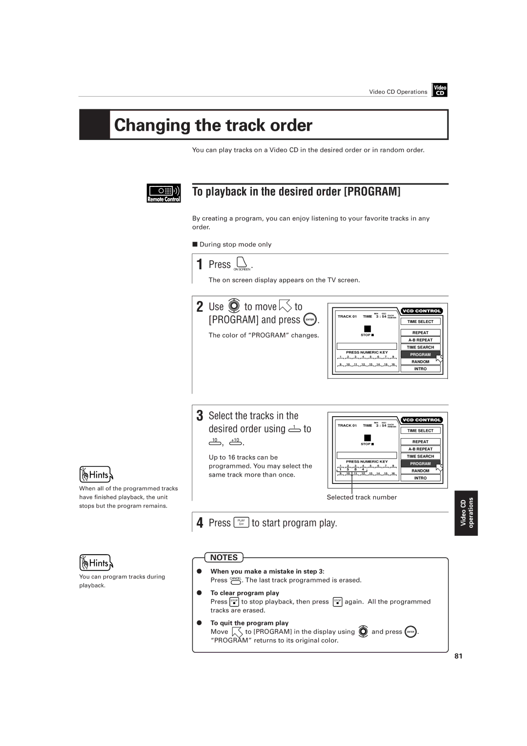 JVC XV-501BK manual You can program tracks during playback 