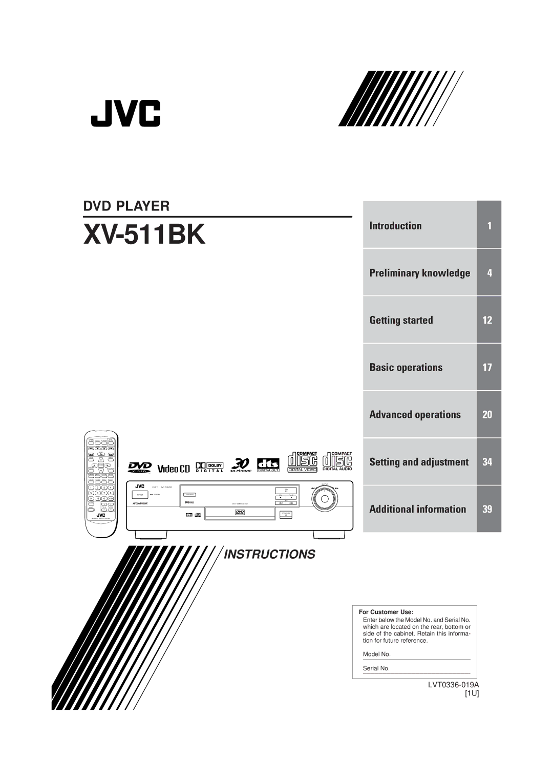 JVC XV-511BK manual 