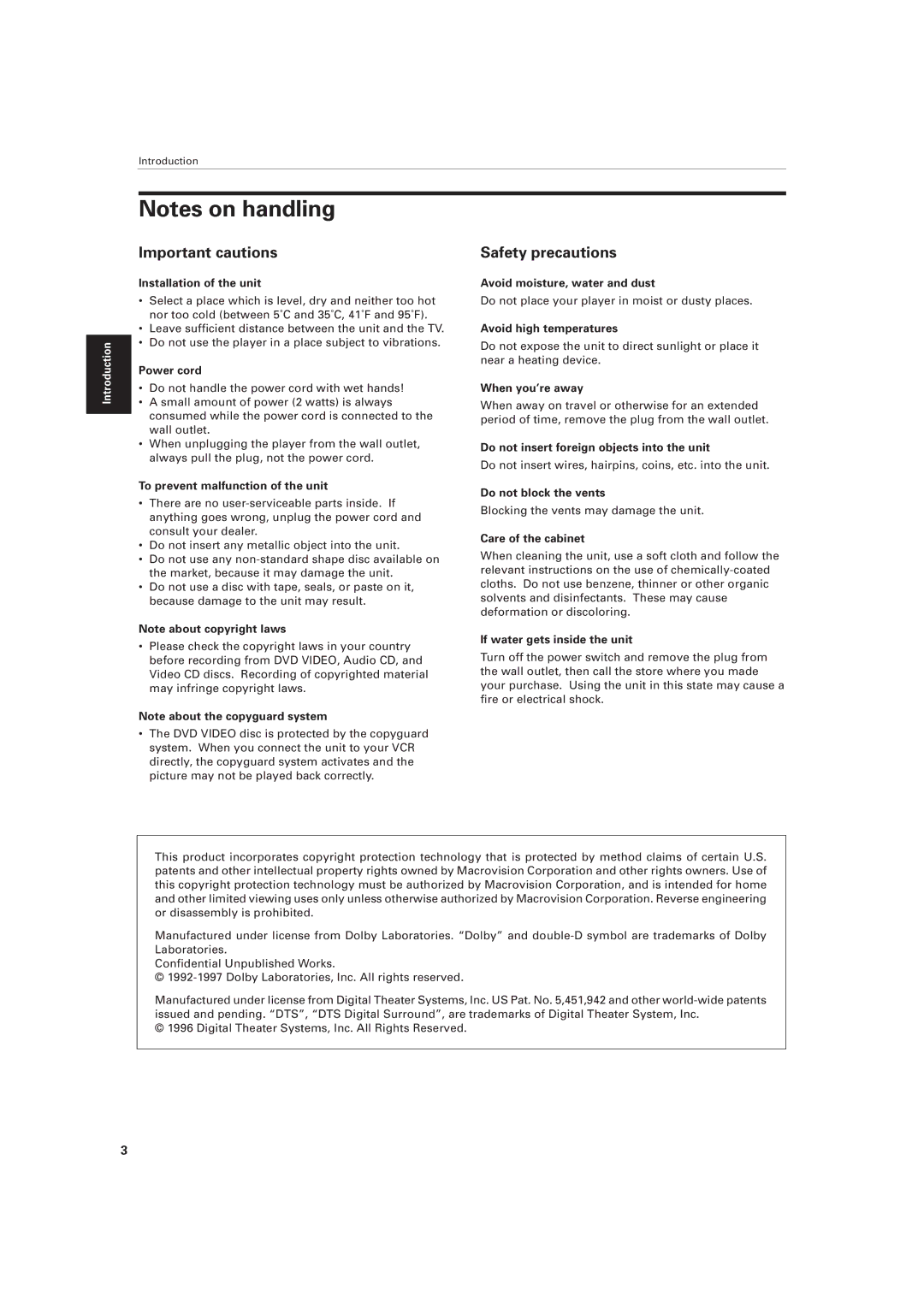 JVC XV-511BK manual Important cautions, Safety precautions 