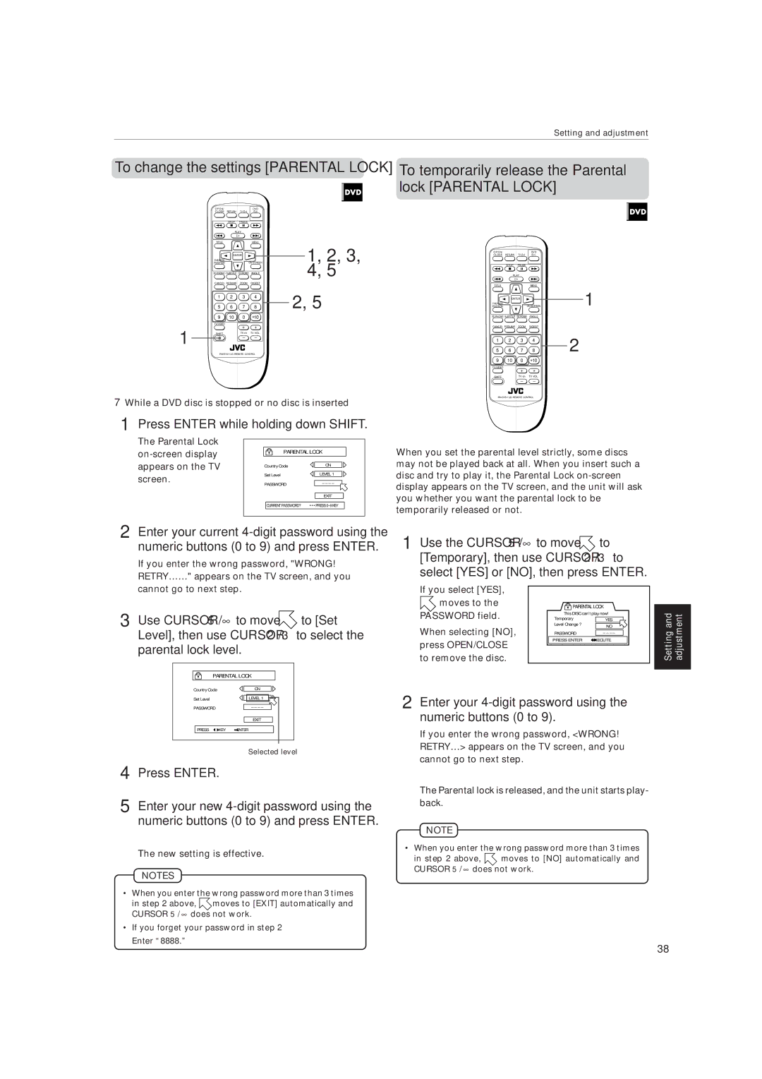 JVC XV-515GD manual Enter your 4-digit password using the numeric buttons 0 to 