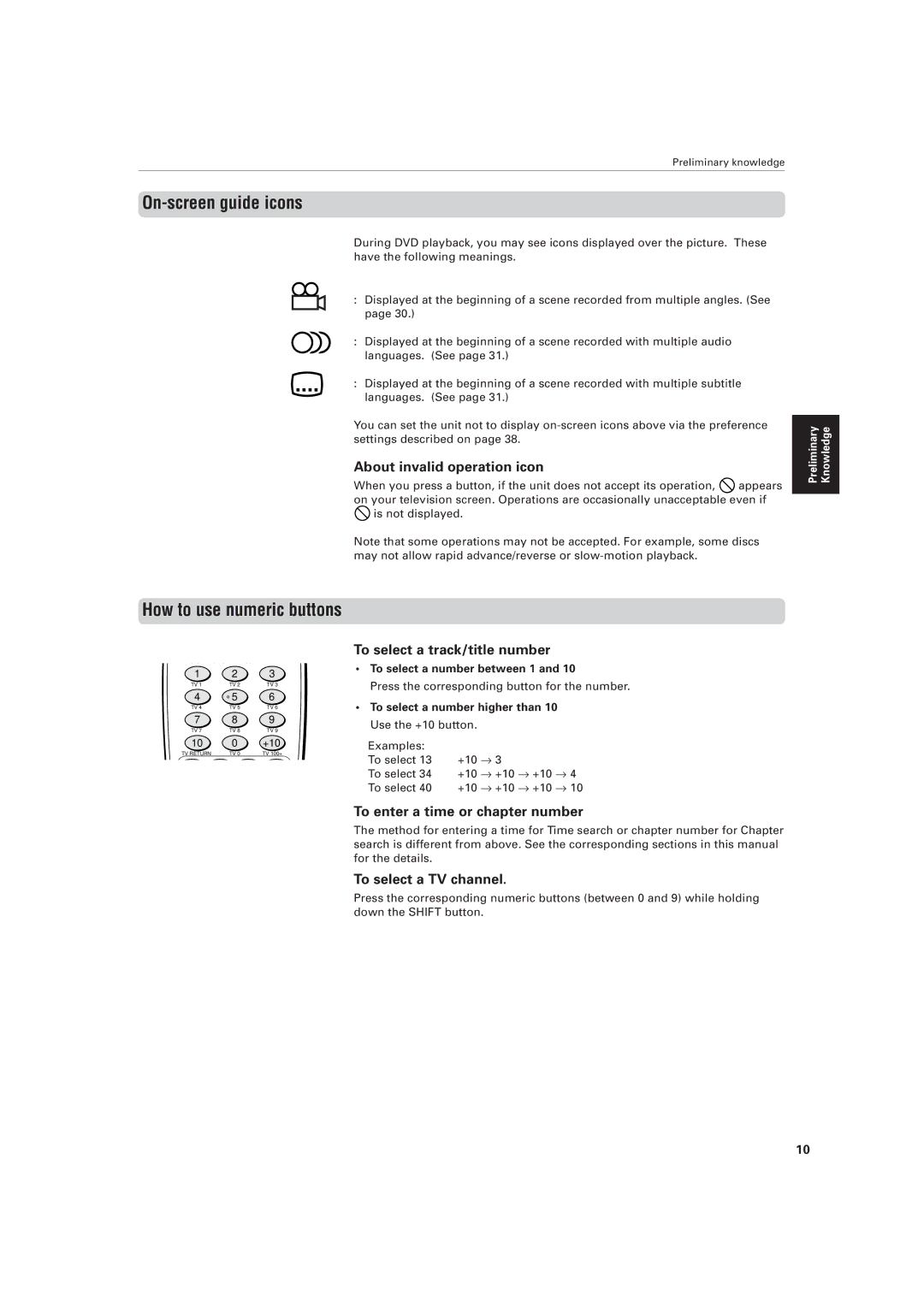 JVC XV-521BK manual On-screen guide icons, How to use numeric buttons 