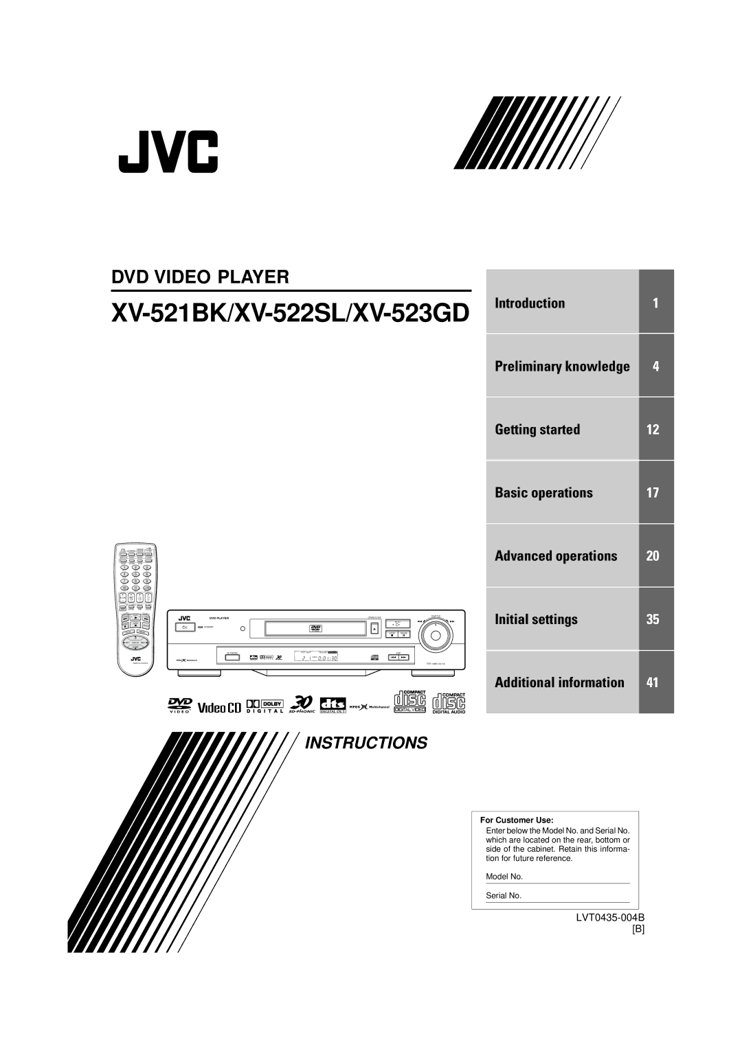 JVC manual XV-521BK/XV-522SL/XV-523GD 