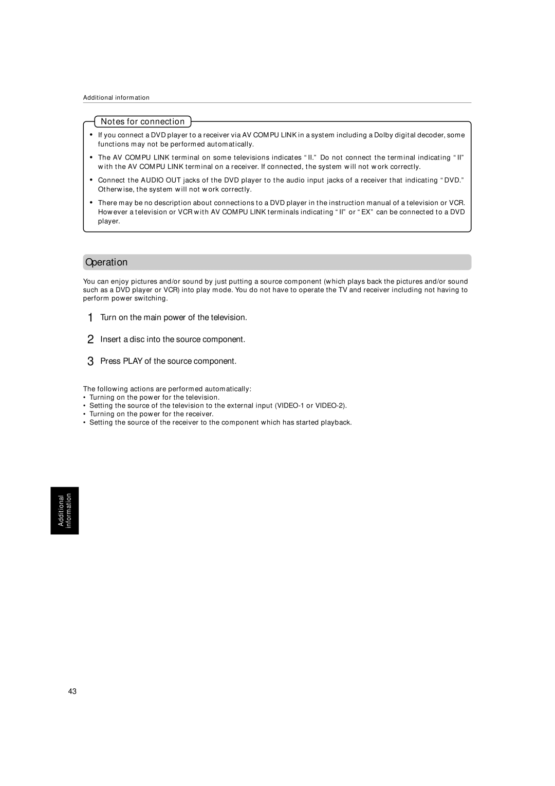 JVC XV-522SL manual Operation 