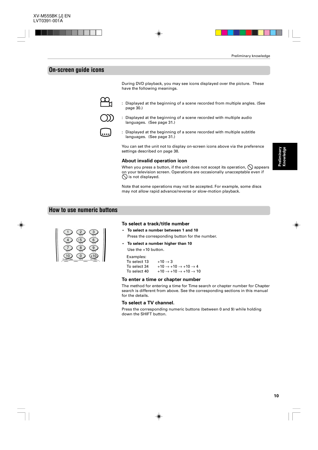 JVC XV-525BK, XV-523GD manual On-screen guide icons, How to use numeric buttons 