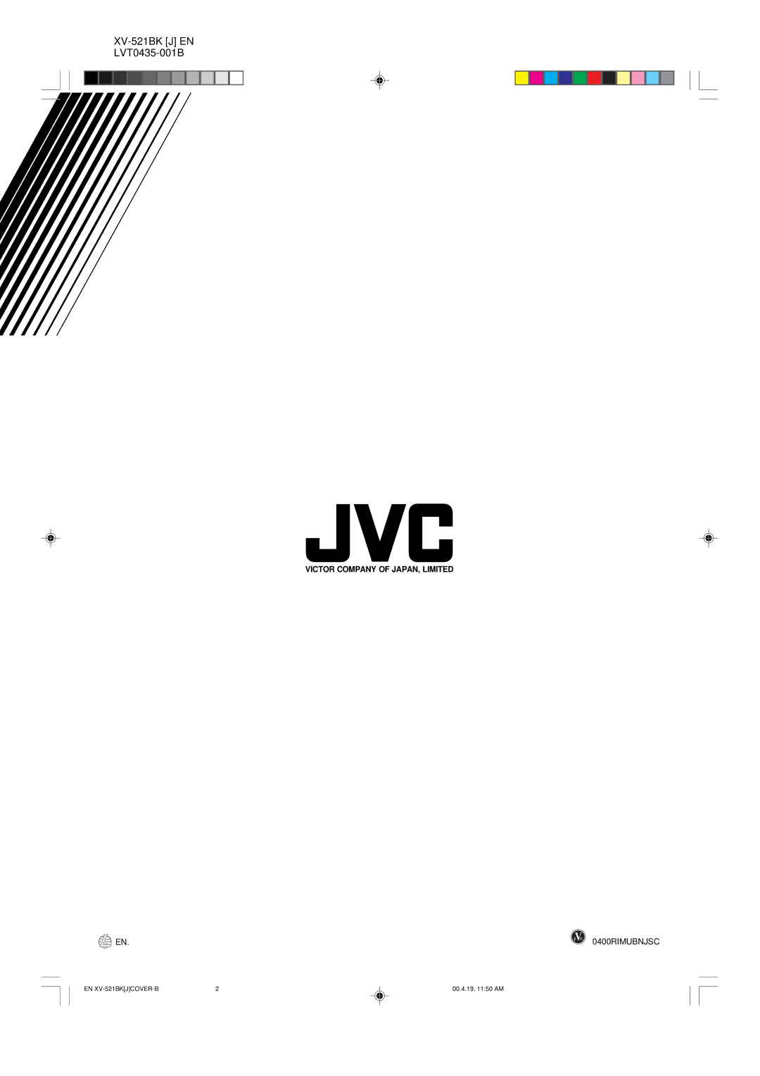 JVC XV-523GD, XV-525BK manual 0400RIMUBNJSC 