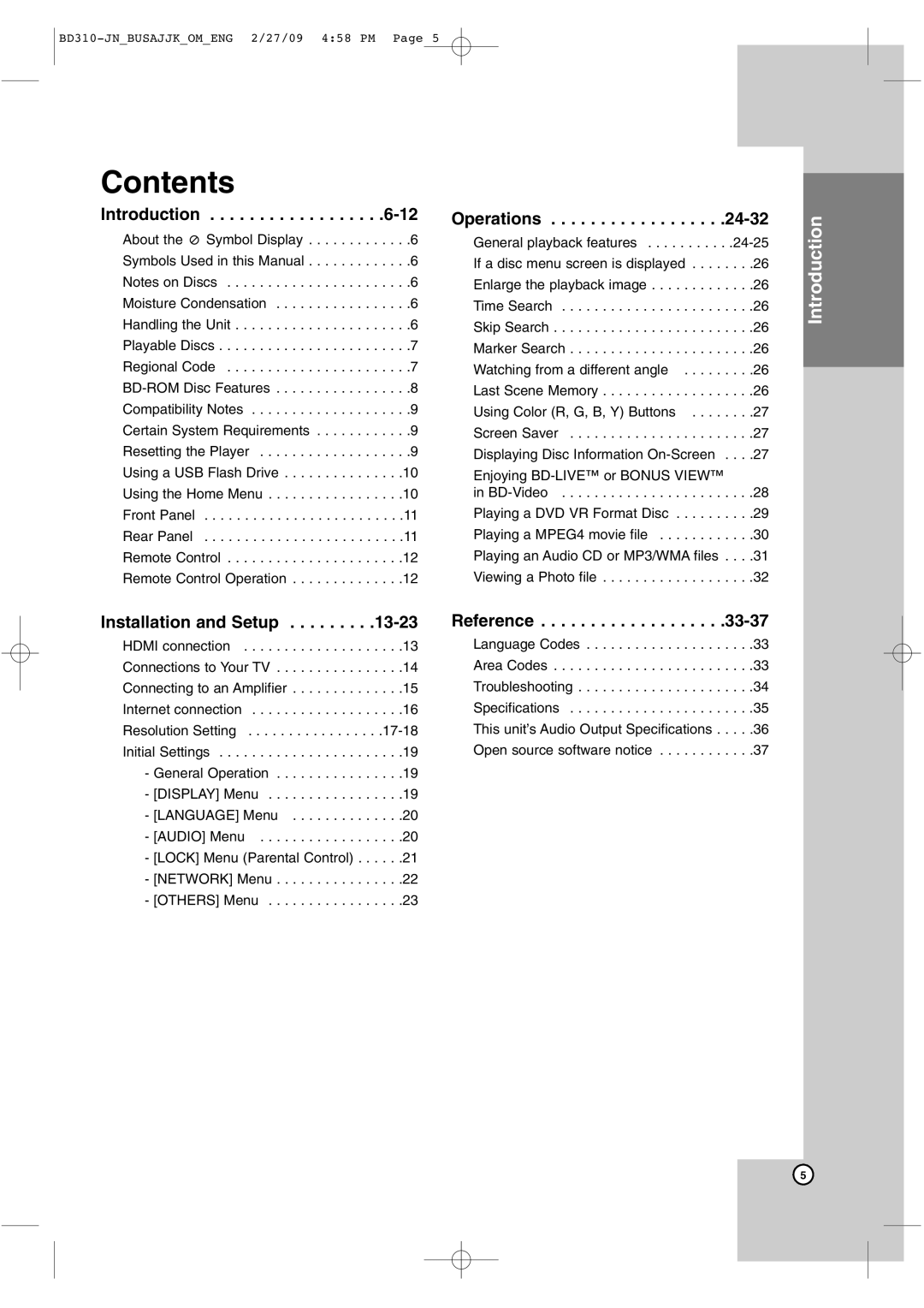 JVC XV-BP1 manual Contents 