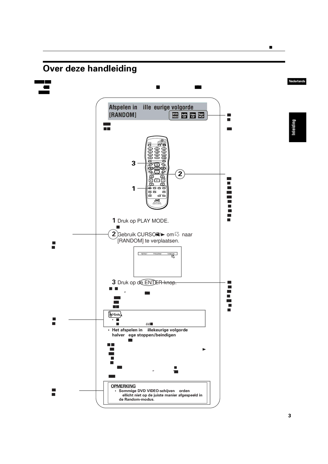 JVC XV-C3SL manual Over deze handleiding, Afspelen in willekeurige volgorde Random 