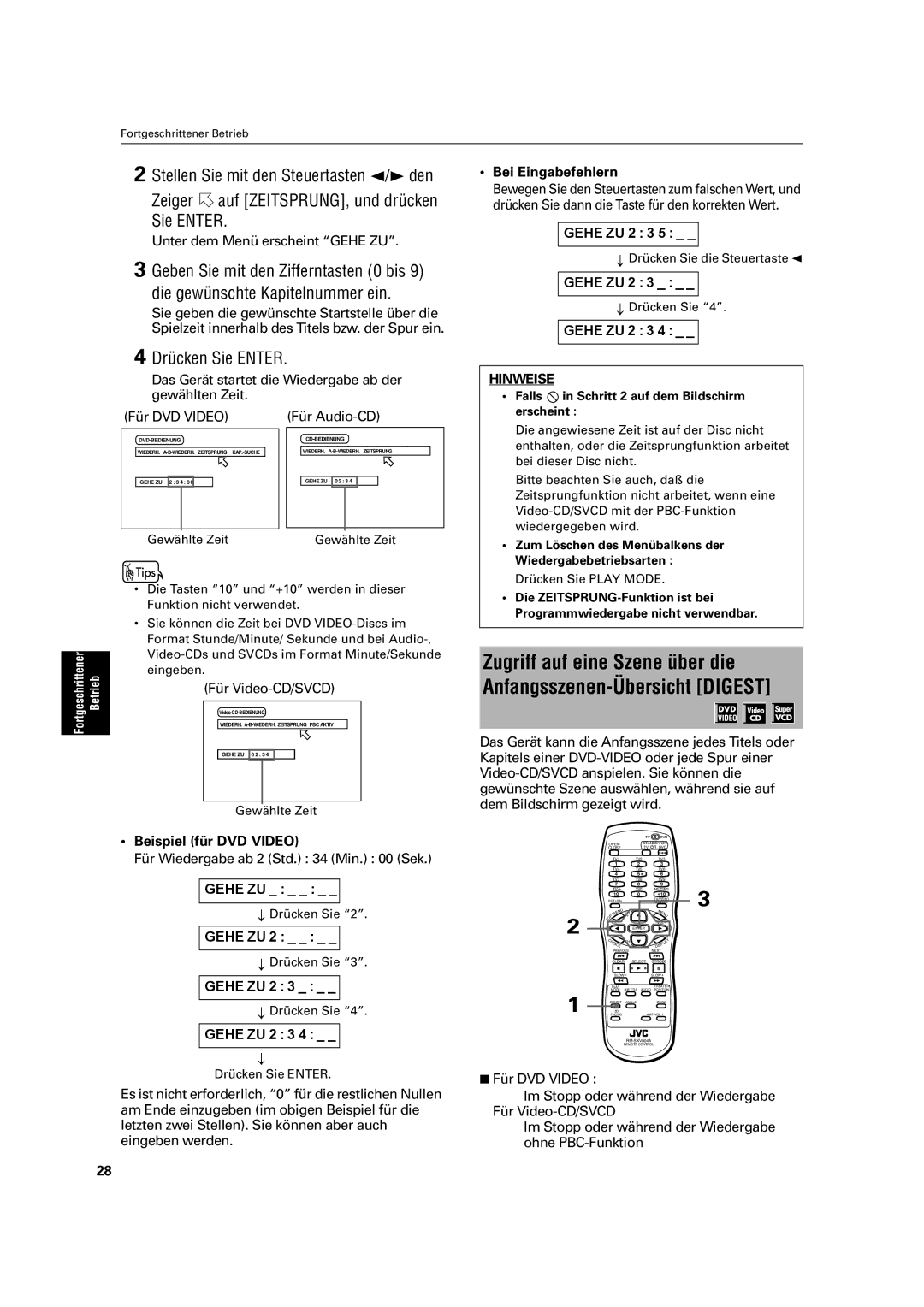 JVC XV-C3SL manual Sie Enter 