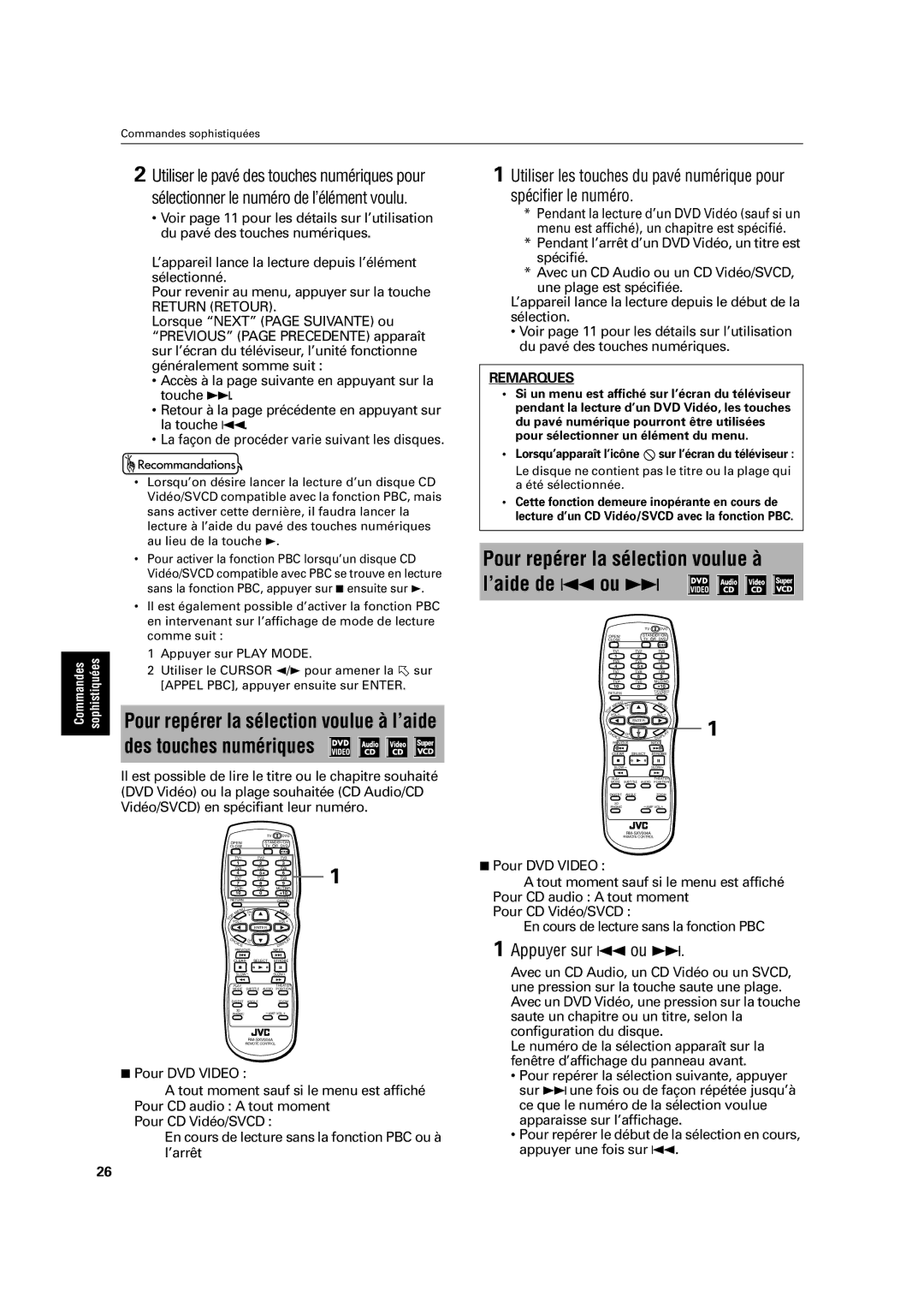 JVC XV-C3SL manual Pour repérer la sélection voulue à l’aide de 4 ou ¢, Appuyer sur 4 ou ¢ 