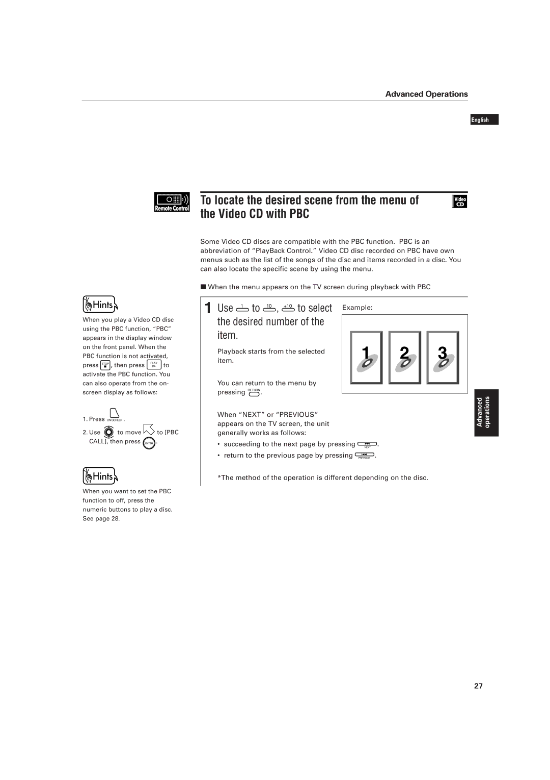 JVC XV-D701BK manual Use, To select, Desired number of the item 