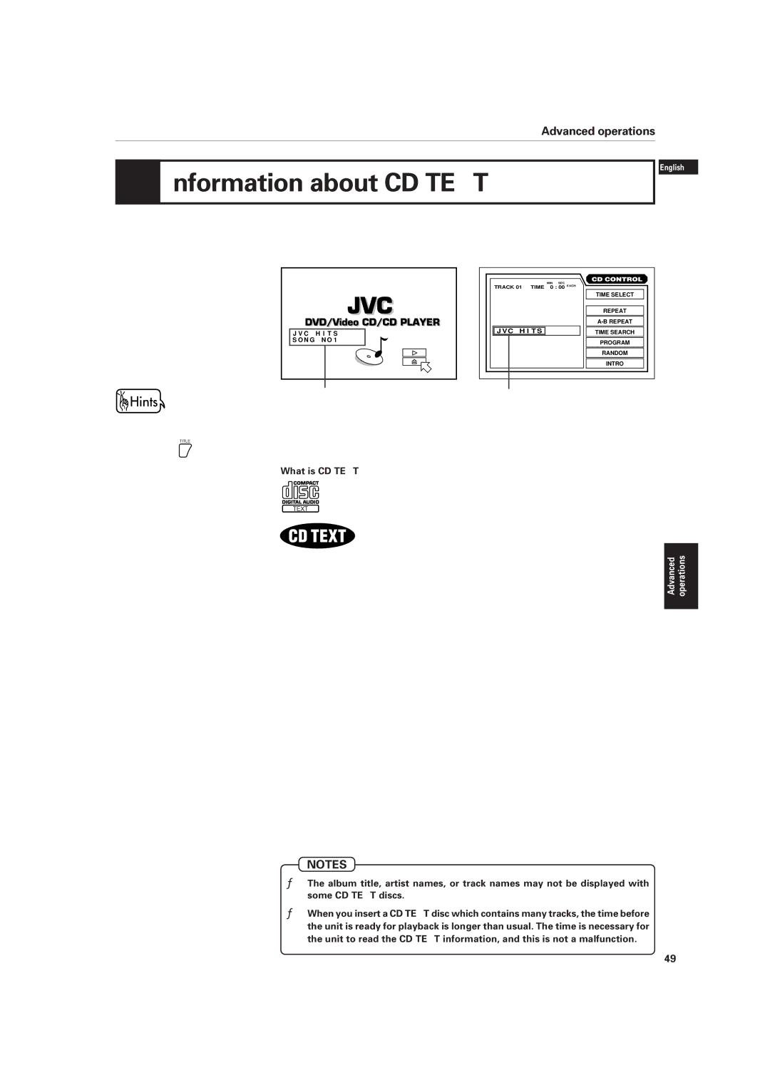 JVC XV-D701BK manual Information about CD Text, What is CD TEXT? 