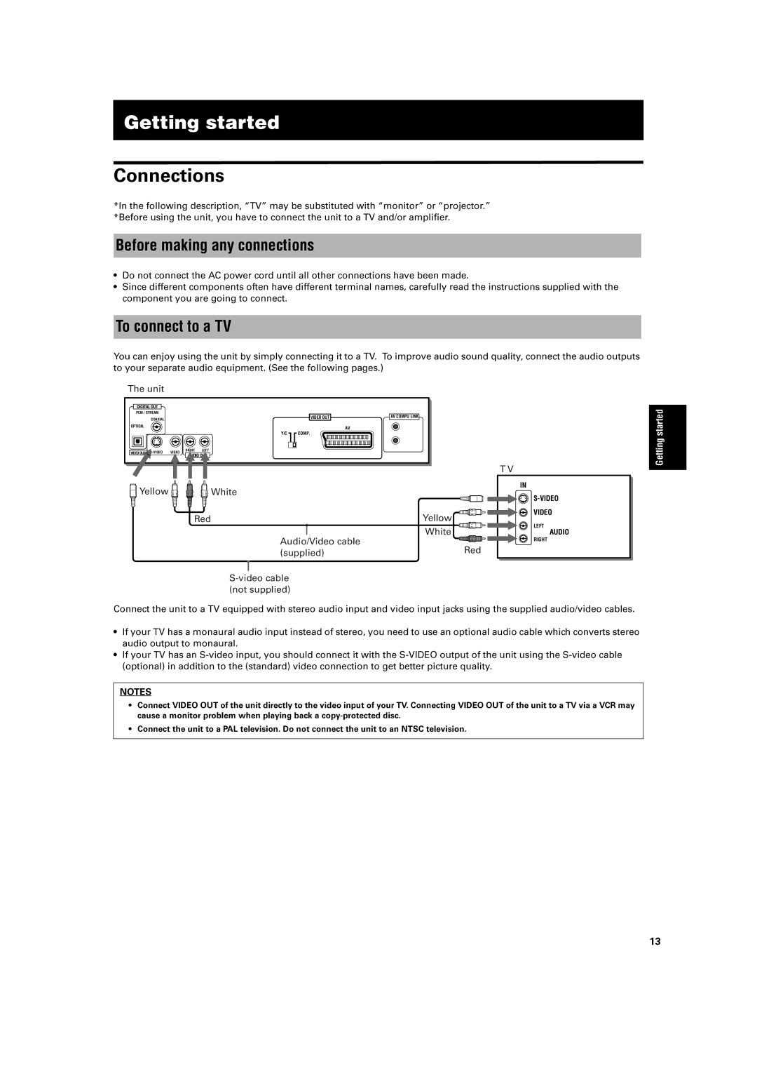 JVC XV-E100SL manual To connect to TV, Toyourseparateaudioequ Seethefollowing, VIDEOoutput, TheunitusingtheS-videocable 