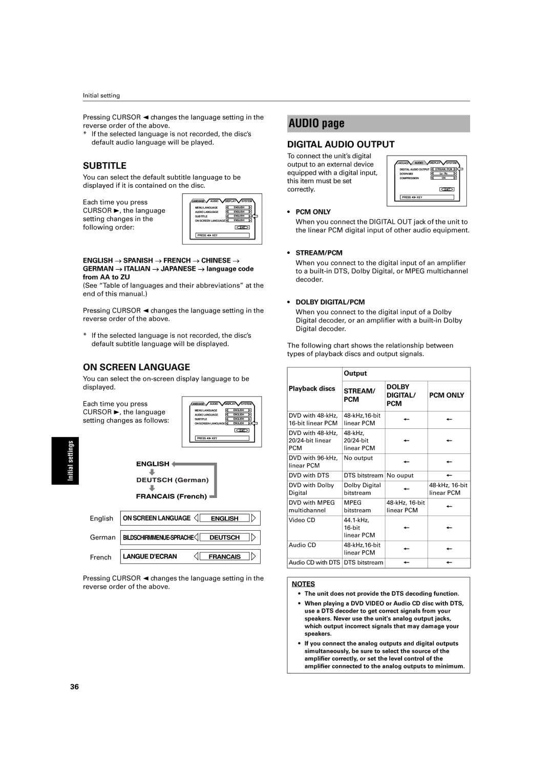 JVC XV-E100SL manual Dolby, Video, Outp, Audio 