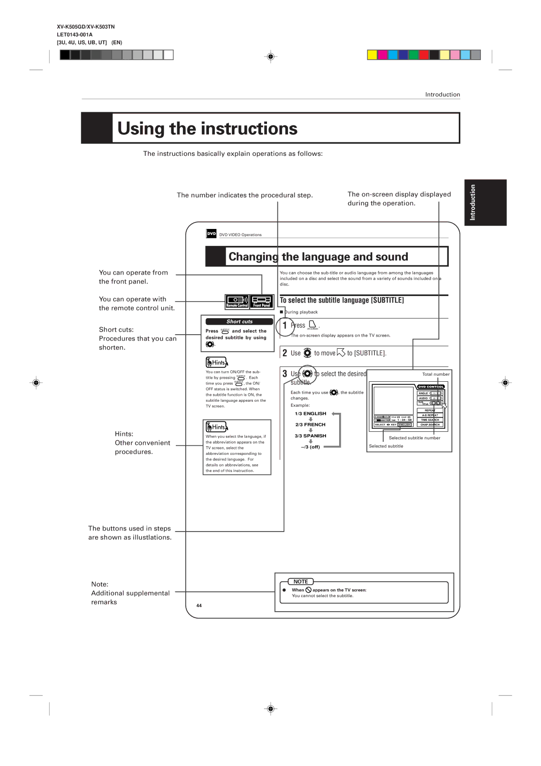 JVC XV-K503TN, XV-K505GD manual Using the instructions, On-screen display displayed, During the operation 