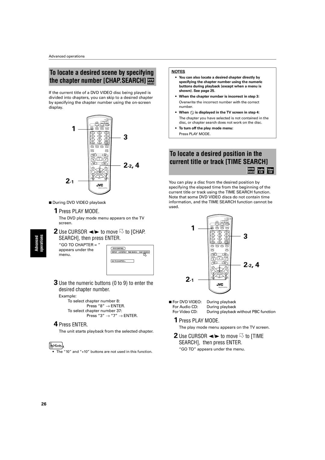 JVC XV-M50BK, XV-M52SL manual Press Play Mode, Press Enter, Appears under, Menu 