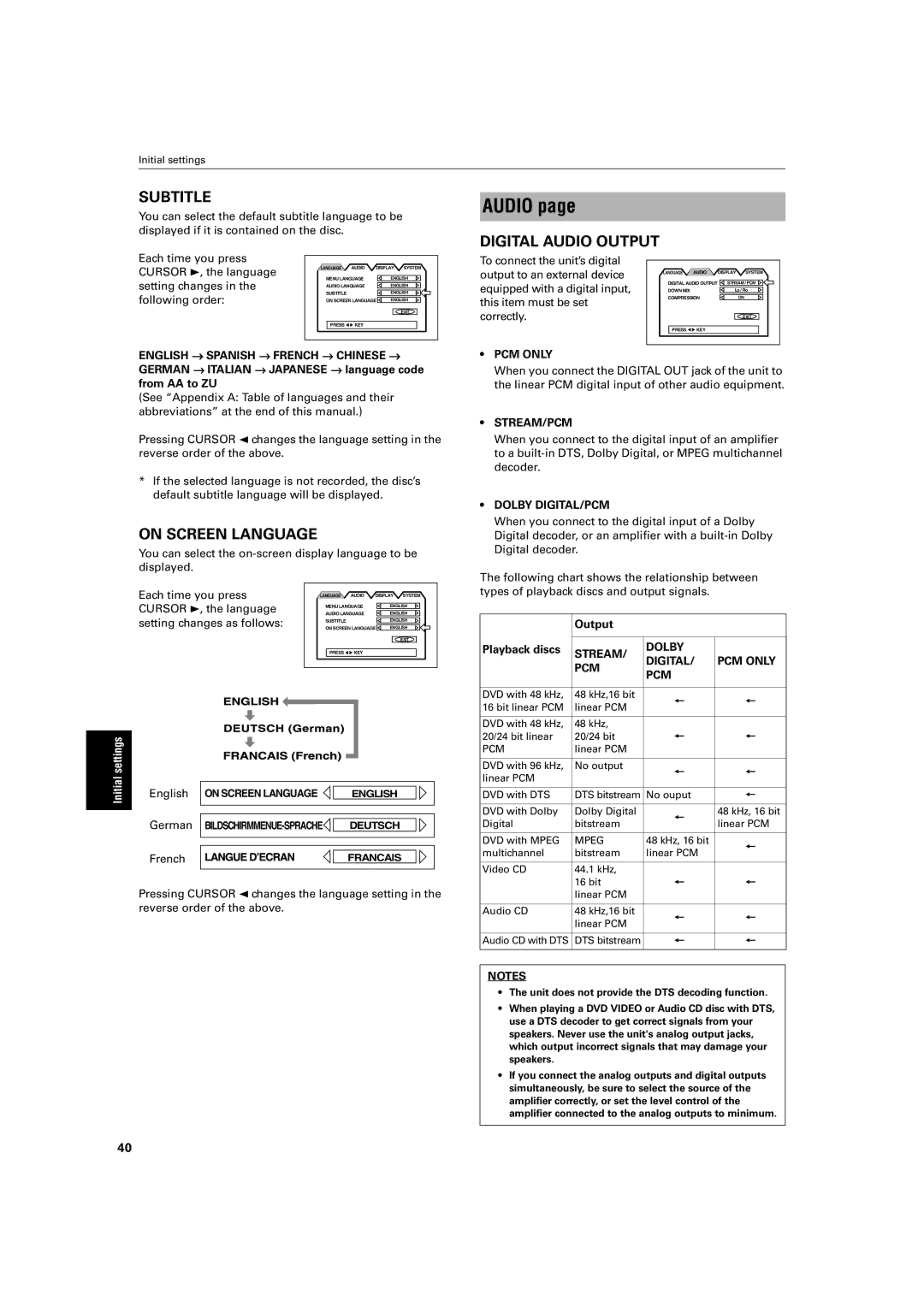 JVC XV-M50BK, XV-M52SL manual Audio 