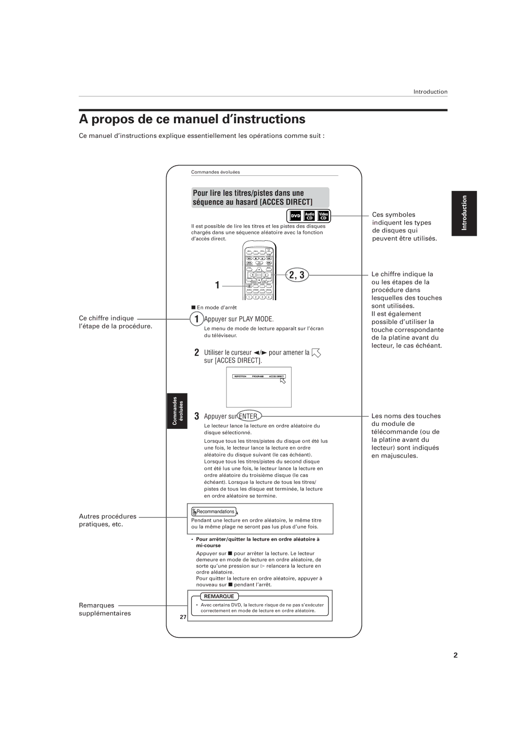 JVC XV-M555BK manual Propos de ce manuel d’instructions, Ce chiffre indique l’étape de la procédure 