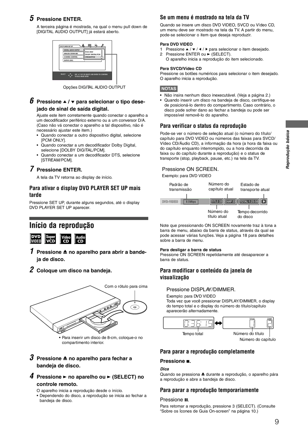 JVC XV-N312SUW manual Início da reprodução 