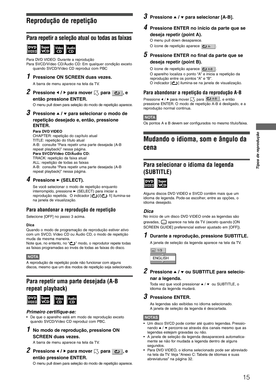 JVC XV-N312SUW manual Reprodução de repetição, Cena, Para repetir uma parte desejada A-B repeat playback 