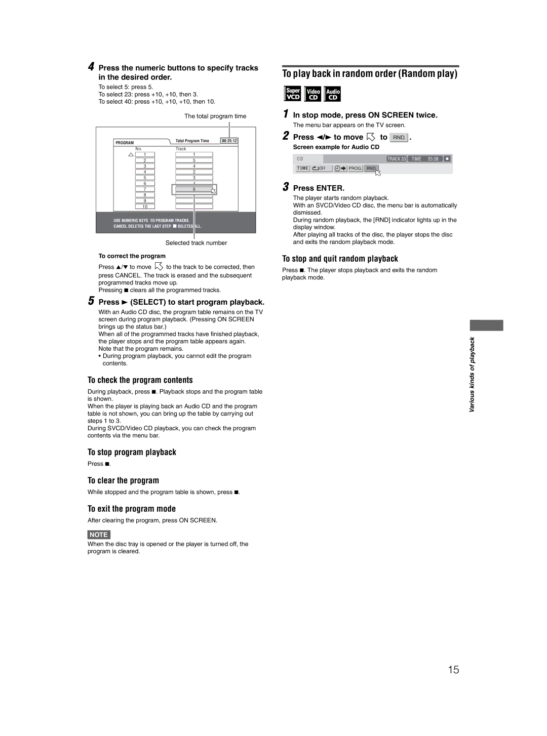 JVC XV-N316S, XV-N315B, XV-N210B manual To play back in random order Random play 