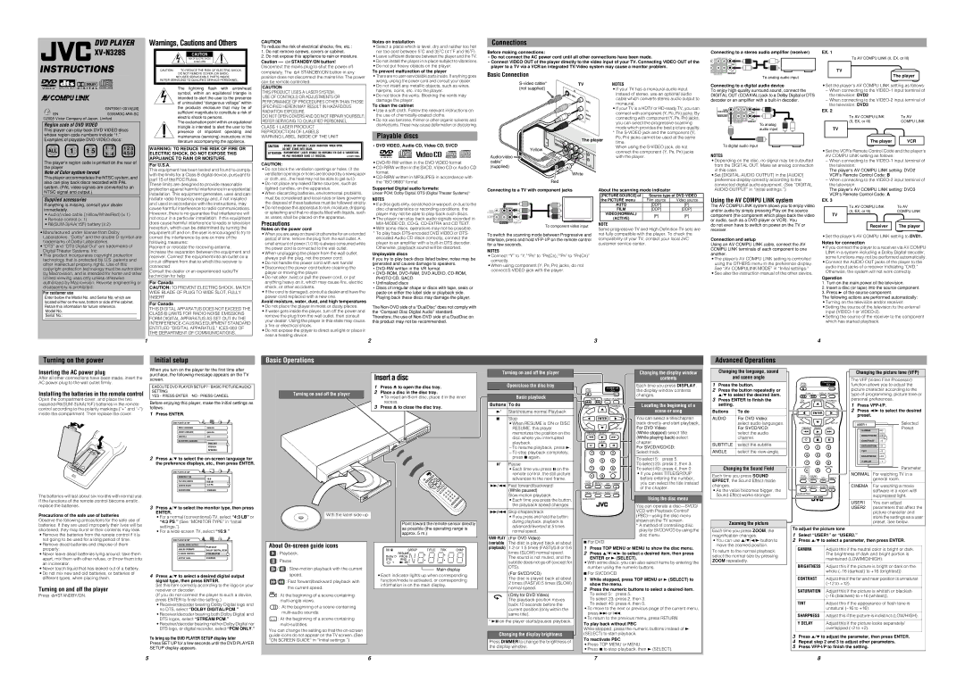 JVC XV-N328S user service Insert a disc 