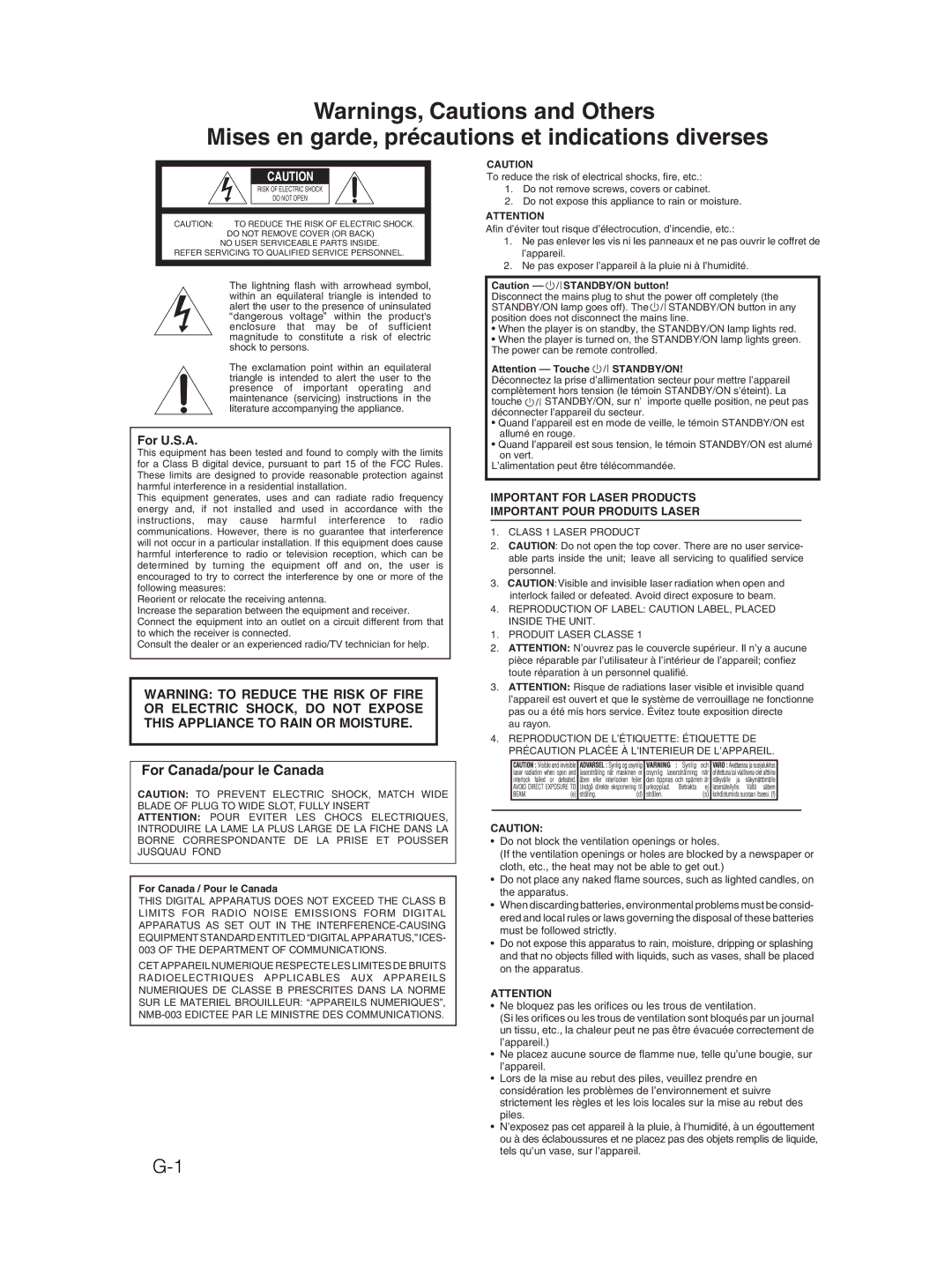 JVC XV-N410B manual Mises en garde, précautions et indications diverses 