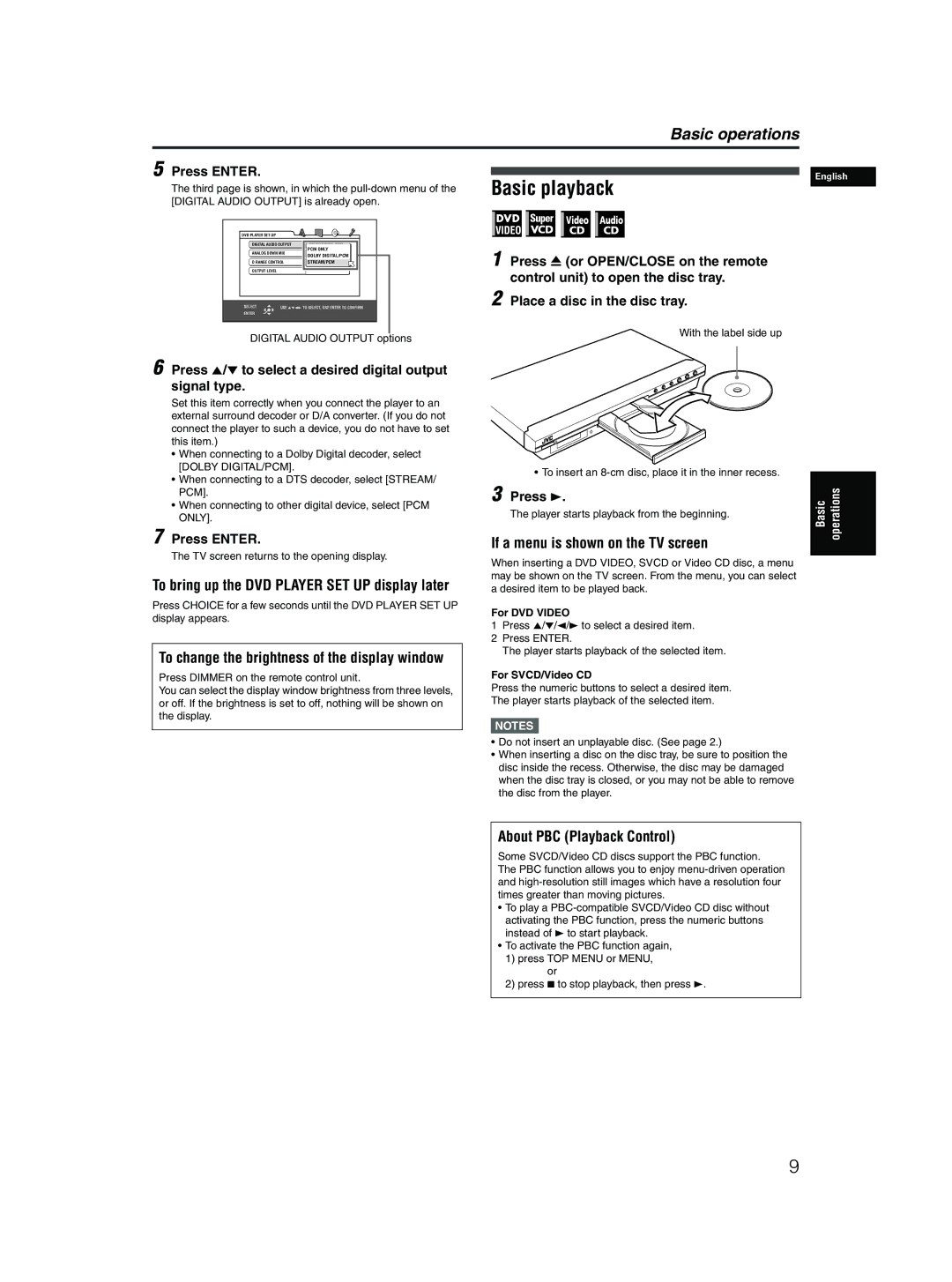 JVC XV-N50BK manual Basic playback, If a menu is shown on the TV screen, About PBC Playback Control 