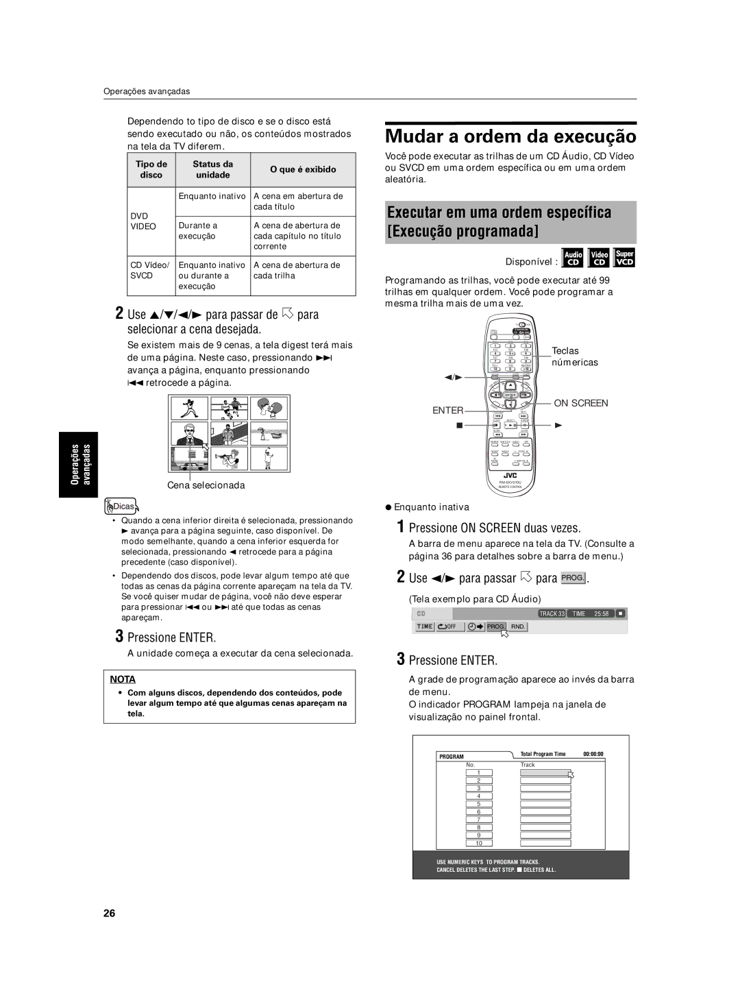 JVC XV-N5SL manual Mudar a ordem da execução, Use 5/∞/2/3 para passar de para, Selecionar a cena desejada 