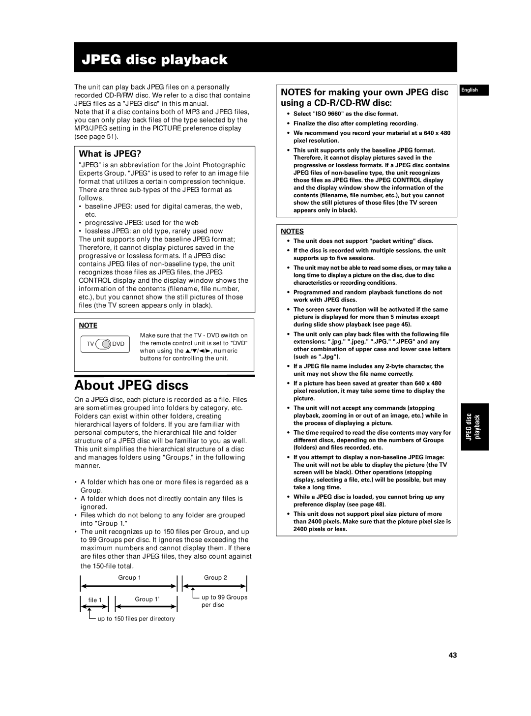 JVC XV-N5SL manual Jpeg disc playback, About Jpeg discs, What is JPEG?, Using a CD-R/CD-RW disc 