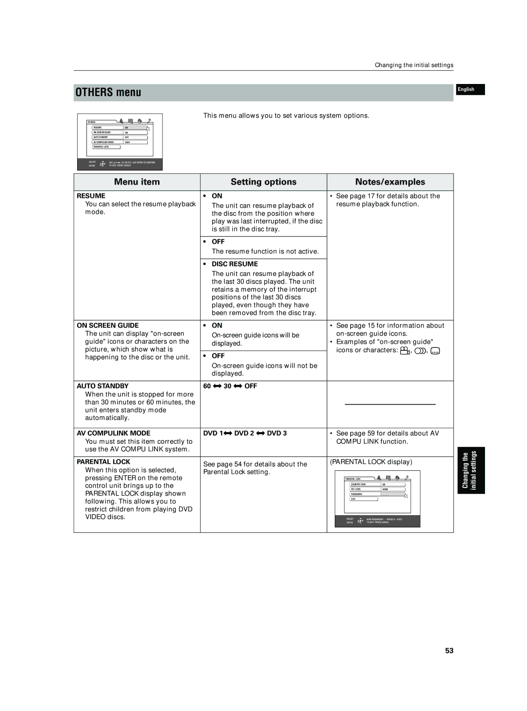 JVC XV-N5SL manual Others menu 