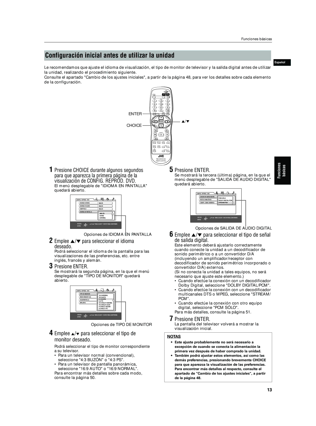 JVC XV-N5SL manual Configuración inicial antes de utilizar la unidad, Emplee 5/∞ para seleccionar el idioma deseado 