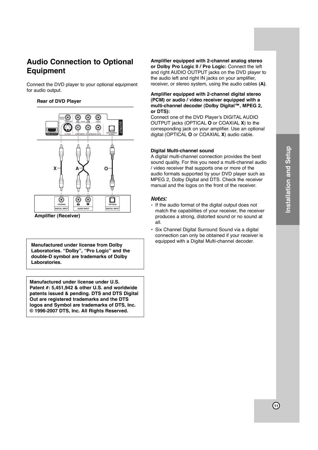 JVC XV-N672S, XV-N670B manual Audio Connection to Optional Equipment, Digital Multi-channel sound 