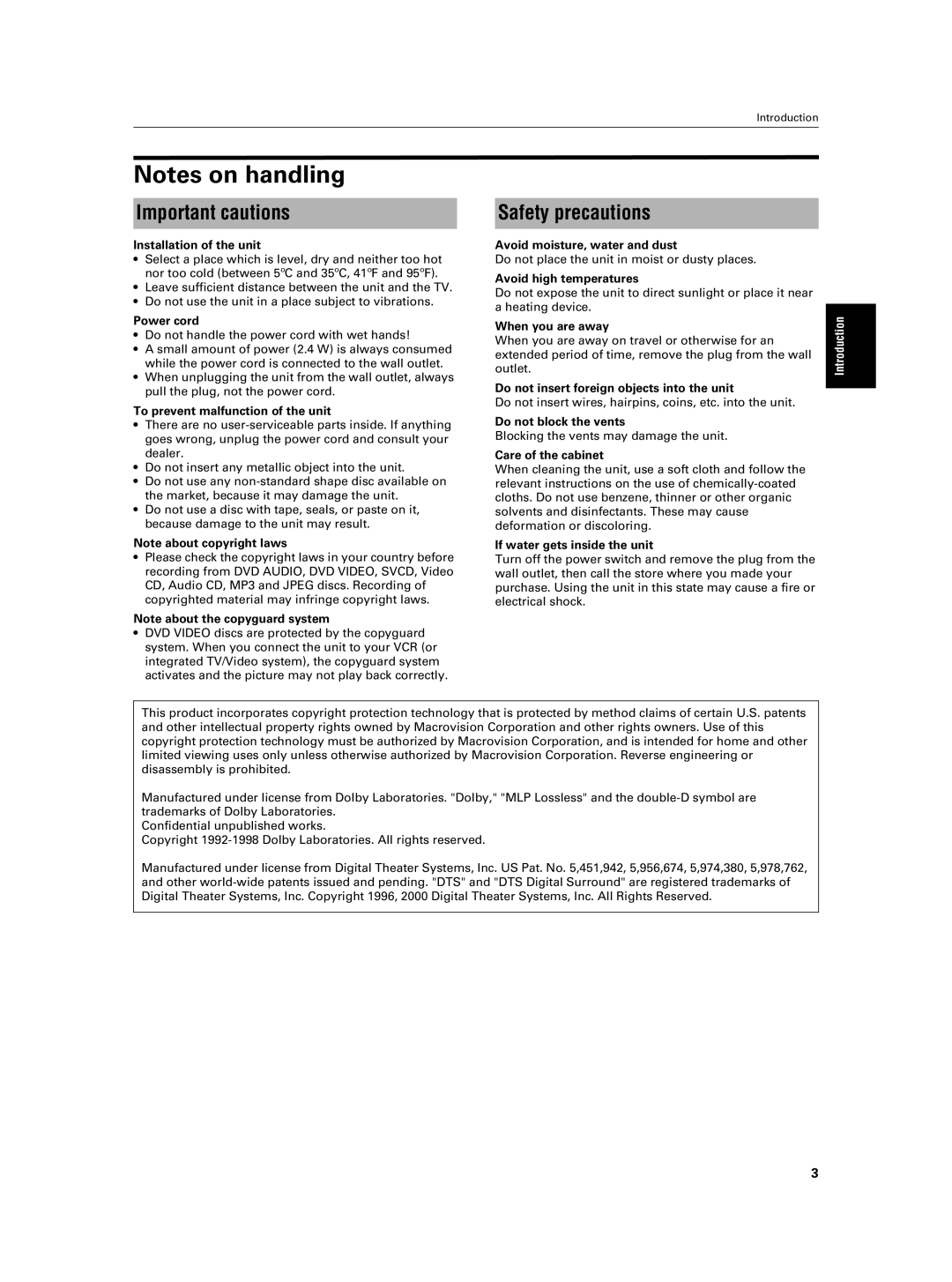 JVC XV-NA7SL manual Important cautions, Safety precautions 